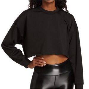 Black Cropped Sweatshirt WE WORE WHAT SOLID BLACK